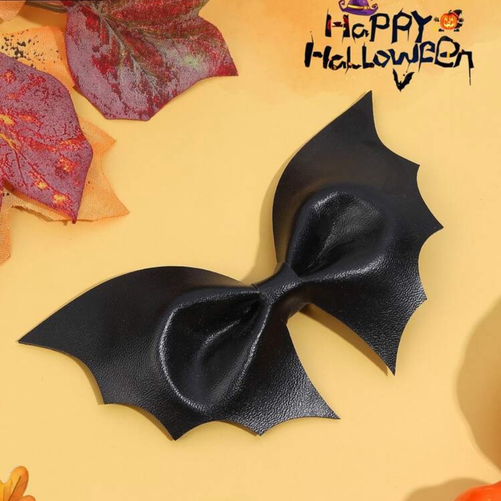 NEW! Black Leather Bat Wing Hair Clip For Women